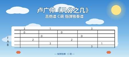 卢广仲《几分之几》吉他谱C调吉他指弹独奏谱