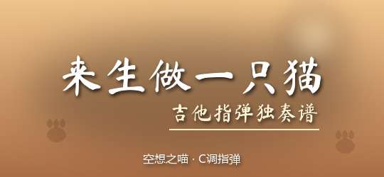 空想之喵《来生做一只猫》吉他谱C调吉他指弹独奏谱