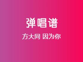 方大同《因为你》吉他谱G调吉他弹唱谱