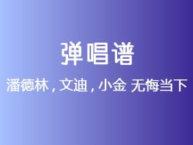 潘德林,文迪,小金《无悔当下》吉他谱G调吉他弹唱谱